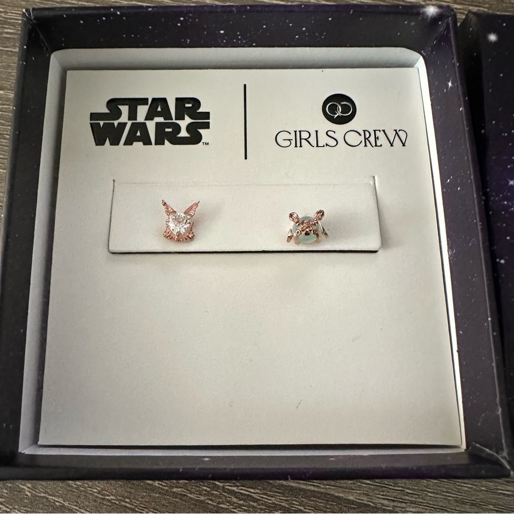 Girls Crew Star Wars Tauntaun Vulptex Stud Earrings Rose Gold Set New 18K GP - Picture 5 of 8